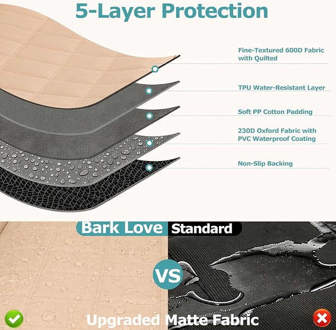 Bark Lover Dog Car Seat Covers for Back Seat, Waterproof Car Seat Protector for Dogs Hammock for Cars Trucks SUV, Full Coverage Protection for Your Vehicle Interior