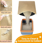 Cat Litter Mats Litter Trapping Mat, 25''x16'' Cat Litterbox Mat for Floor, 2 Layer Honeycomb Pet Litterbox Matt Catcher Rug, Waterproof Urine Proof, Non-Slip, Soft, Clean Easily, Small