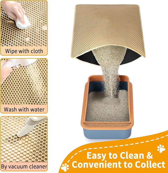 Extra Large Cat Litter Mats, XL 47"x28" Litter Trapping Mat for Cat,Litter Box Matt for indoor, 2 Layer Catcher Rug,Waterproof Urine Proof,Clean Easily,Non-Slip
