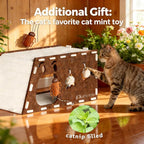 Cat Tunnel House for Indoor Cats, 3-in-1 Felt Cave and Scratcher | Fits 12–22 lb pets, reinforced top supports lounging, joins two units into a 47-inch play zone, includes two catnip bell toys