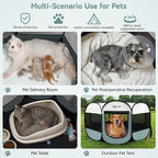Siedihit Large Dog Cat Playpen, Puppy Pet Playpen Indoor for Dog Crate Tent Cage Outdoor, Portable Pop Up Dogs Enclosure Kennel with Carrying Case for Dogs/Cats/Rabbits, Grey