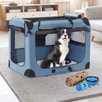 Petprsco Portable Dog Crates for Medium Dogs，32 inch Soft Travel Dog Crate | Collapsible Soft Dog Crate 32"x23"x23" for Medium/Large Dogs with Plush Mat, Fleece Blanket & Foldable Bowl, Indoor/Outdoor