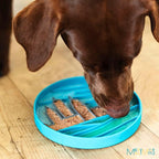 Messy Mutts Round Slow Feeder, 8 Inch, 2 Cup, Blue | 8 Inch Round Silicone Puzzle Slow Feeder For Dogs And Cats, Holds 2 Cups, Dishwasher Safe