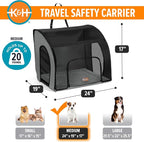 K&H Dog Car Seat, Travel Safety Carrier for Pets, Medium, Gray/Black | Enclosed Car Seat for Dogs, Soft-Sided Covered Pet Carrier, Washable Pad, Multiple Entrances, Mesh Windows, 24x19x17in