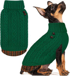 KYEESE Dog Sweater Turtleneck Thick Knit Pullover for Cold Weather | Stretchy Fit, Lightweight & Warm, Cozy Knit Comfort, Classic Plaid Design, Gentle on Sensitive Skin, Comfortable Daily Wear