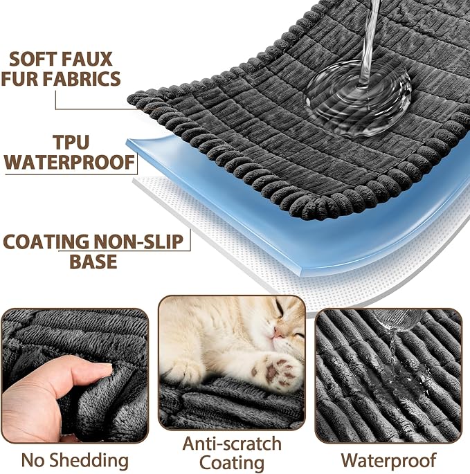 FUANGUI Waterproof Couch Cover Sofa Cover for Dogs and Pets Sofa Protector | Non-Slip Washable Fuzzy Soft Cat Bed Sofa Slipcover for 2-3 Cushion Couch Sofa Pet Friendly, Dark Grey, 27.6" x 82.7", 1 pcs