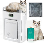 Pet Air Purifier for Home 2500 Sq Ft, H13 HEPA Double-Sided Filter with Washable Pre-filter,APP Control,for Pet Hair Dander Odor Allergies Smoke Dust,PM2.5 Air Quality Monitor,Auto Mode,P358 Cat Perch