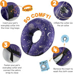 BENCMATE Inflatable Dog Cone Collar Alternative, Soft Dog Cone for Small Medium Large Dogs and Cats, Neck Recovery ECollar Donut Collar After Surgery (Medium, Constellation)
