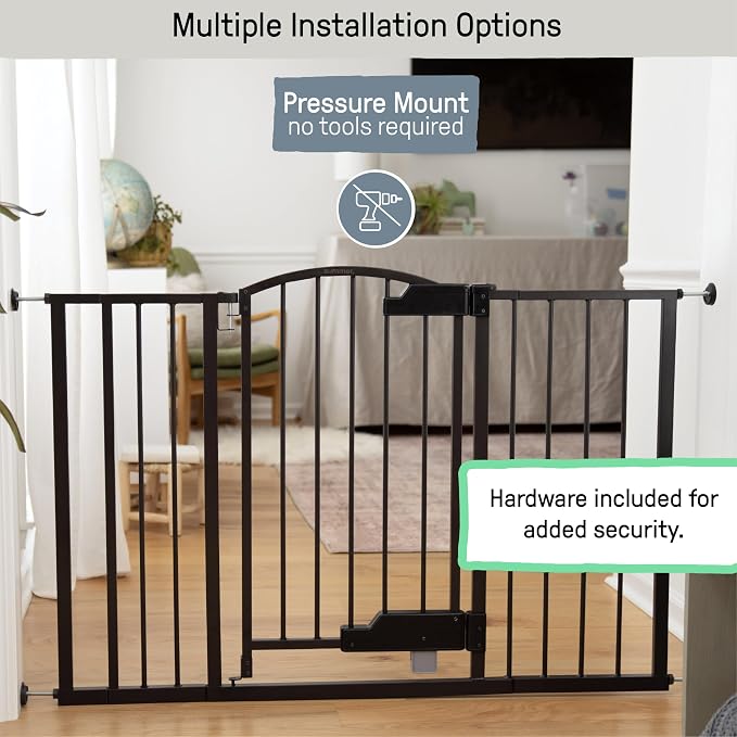 Ingenuity Easy Open Baby Gate & Dog Gate, Hands-Free Open Patent-Pending Foot Pedal, 27.5"-52" Wide, 28" Tall, Hardware or Pressure Mounted, Install in Doorway, Bottom of Stairs, or Wall - Espresso