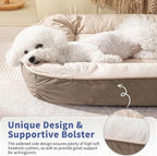 FAIRYPET Deluxe Plush Dog Beds for Medium to Large Dogs, 3D Crimped Siliconized Hollow Fiber Fill，Soft Breathable，Washable Dog Bed, Plush Faux Fur & Corduroy,Durable Pet Bed with Anti-Slip Bottom