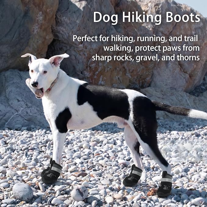 MIGOHI Dog Shoes for Small Dogs, Dog Boots & Paw Protectors for Hot Pavement, Snow & Ice, Waterproof Booties for Rainy Walks, Anti-Slip Shoes for Dogs Hard Floors, Hiking, Black Size 2