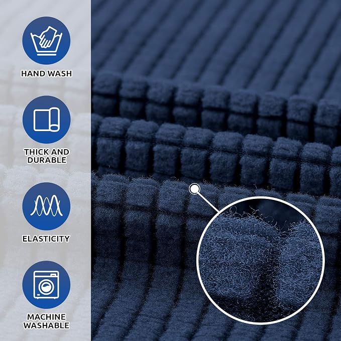 Stretch Oversized Couch Covers for Sofa Slipcover,Navy Blue | 1-Piece Washable Sofa Cover (94"-110") 4-Seater Furniture Protector, Soft Jacquard Non-Slip Elastic Bottom for Dogs & Kids