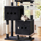 Gitelsnour Sturdy Cat Tree Tower with 2 Large Condos, 4 Big Perchs GCT039G | 74.8" Sturdy Cat Furniture for Indoor Cats Large Adult with 2 Cozy Cat Baskets, Sisal Scratching Posts & Toys, Dark Gray