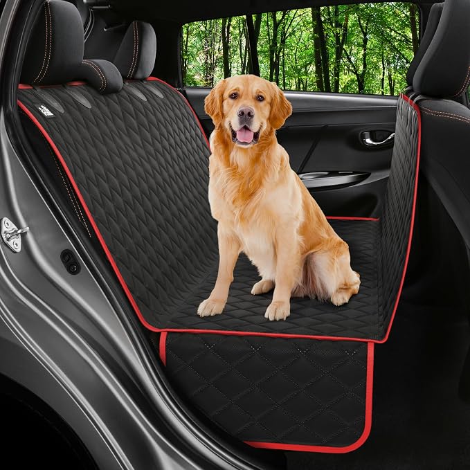 Petloox Dog Car Seat Cover for Back Seat, Waterproof Hammock for Car, SUV & Truck, Non-Slip Backseat Cover for Dogs, Heavy-Duty Dog Hammock Style Seat Protector Pets, Easy to Install & Clean