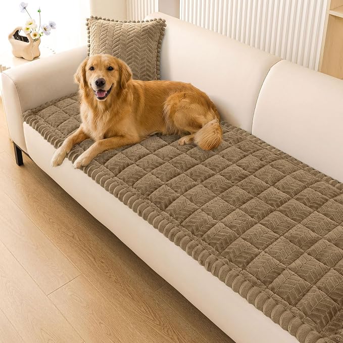 Smiry Couch Cover for Dogs, Non Slip Fuzzy Pet Sofa Covers Washable | Sofa Slipcovers for 3 Cushion Couch, Soft Thick Furniture Protector for Cats Dogs, Against Fur, Dirt, Scratch (35.4"x95")