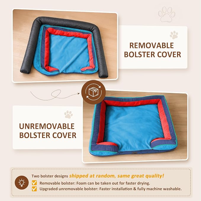 Comfort Expression Orthopedic Dog Beds for Large Sized Dog with Bolster | Waterproof Dog Couch Bed with Washable Cover & Non-Slip Bottom, Supportive Egg Crate Foam Large Pet Bed, 36x27 Inch