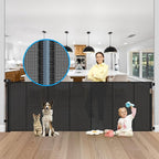 Reinforced Bottom 42" Extra Tall x 100" Extra Wide Retractable Baby/Pet Gate - Black Mesh - Wall Mount - Suitable for Babies, Dogs, Cats (6-24 months) - HH-A126