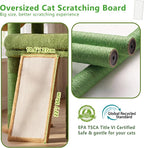Heybly Cat Tree 72.4-Inch Anti-Tip Cat Tower with Spacious Perches HCT060GY | All-in-One Cat Furniture for Large Cats, Multiple Interactive Areas, Extra-Large Sisal Scratching Board, Green and Yellow