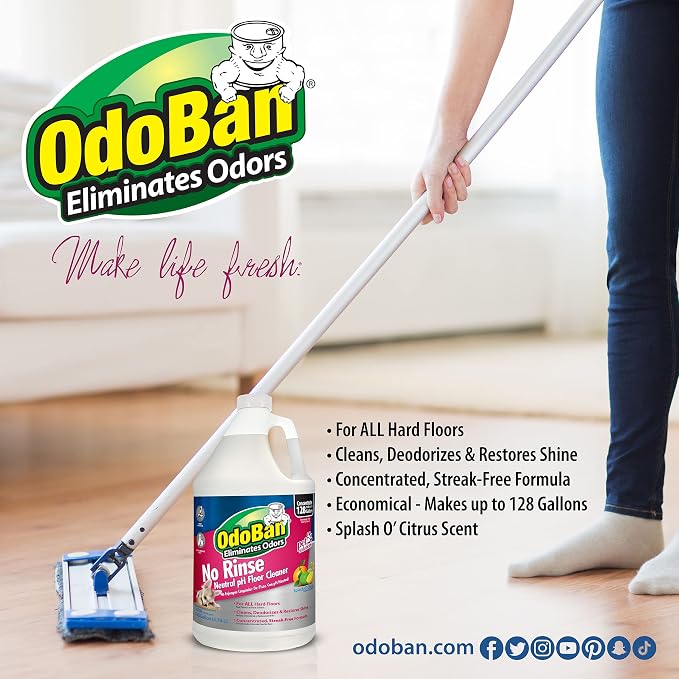 OdoBan Pet Solutions Oxy Stain Remover, Made in the USA, 2-Pack, 32 Ounce Sprays Each, and Neutral pH Floor Cleaner Concentrate, 1 Gallon