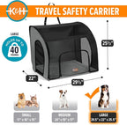 K&H Dog Car Seat, Travel Safety Carrier for Pets, Large, Gray/Black | Enclosed Car Seat for Dogs, Soft-Sided Covered Pet Carrier, Washable Pad, Multiple Entrances, Mesh Windows, 29.5x22x25.5in