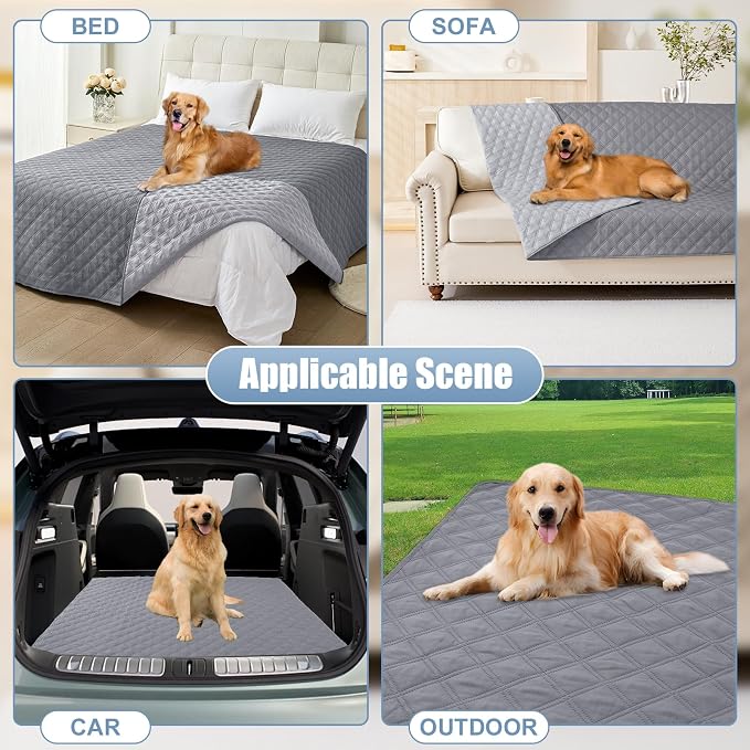 Smiry Waterproof Reversible Pet Couch Covers for Dogs | Pet Friendly, Soft Fabric, Washable Sofa Furniture Protector for Dogs Cat Kids, Checkered (30"x70", Grey/Light Grey)