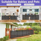 Reinforced 42" Tall Pet Gate 96" Wide Retractable Baby Gate, Indoor/Outdoor | Tall Retractable Dog Gate Prevents Crawling Under, One-Hand Operation Safety Lock, Scratch-Resistant Mesh, Easy Install/Black