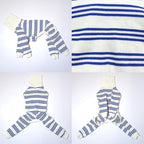 D Doggy Star Italian Greyhound Clothes Soft Stretchy Onesie Refined Stripe Outfit Whippet for Dog Coat (M,Onsi Blue Str)