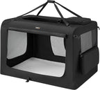 Feandrea Collapsible Soft Dog Crate, Portable Travel, 48 Inches | Dog Carrier Kennel with Safety Zippers for Living Room, Car, Travelling, Black UPDC12H
