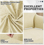 YEMYHOM Couch Cover Latest Jacquard Design High Stretch Sofa Covers for 3 Cushion Couch, Pet Dog Cat Proof Slipcover Non Slip Magic Elastic Furniture Protector (Large, Begonia Leaf Beige)