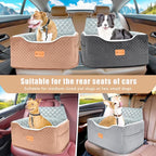 AlfaTok Dog Car Seat, Memory Foam Booster for Medium Dogs up to 45 lbs, Detachable Washable Elevated Travel Bed with Anti-Slip Base and Safety Belt