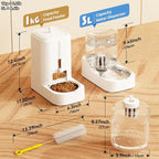 Automatic Cat Feeder Water Dispenser Set with Stainless Steel Bowls | Dog Water Bowl Dispenser Adjustable Water Dispensing, Auto Pet Waterer for Cats and Dogs