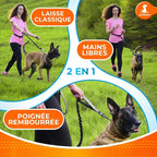 SparklyPets - Hands Free Dog Leash with Reflective Stitches - Waist Leash for Dog Walking, Hiking, Training, Jogging, Canicross, Running - for Medium & Large Breeds