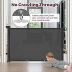 Retractable Baby Gate for Stairs & Doorways, Dog Gate Indoor Outdoor | Extends to 55" Wide 34" Tall Mesh Child Gate for Hallways, Deck, Porch, Pet Toddler Safety Essentials, Easy Install, Black