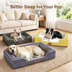 Comfort Expression Orthopedic Dog Bed for Extra Large Dogs with Bolster | Waterproof Dog Couch Bed with Washable Cover & Non-Slip Bottom, Supportive Egg Crate Foam Big Dog Bed, 53x42Inch