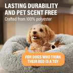 Active Pets Premium Medium Donut Dog Bed, Fits Up to 45 lbs, Machine Washable Cushion, Plush Long Pile Faux Fur Fabric, Portable Beige Pet Bed Furniture for Puppies Adult Canines & Cats
