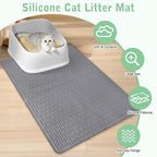 Cat Litter Mat 36" x 20" Waterproof Rubber Litter Box Mat Non-Slip & Soft Litter Trapping Mat Easy to Clean Kitty Litter Mat for Indoor Floor (Large)