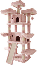 SHA CERLIN 81 Inches Extra Large Cat Tree for Indoor Adult Cats/XXL Big Cat Tower with Condo/Cozy Perches/Sisal Scratching Posts and Hammocks/Activity Center/F80/Heavy Duty/Pink