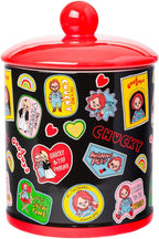 Silver Buffalo Chucky and Tiffany Sticker Badges, Ceramic Cookie Jar | Pattern, Snack, Large Size