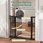 InnoTruth 27-36.6 in Wide Baby Gate for Stairs and Doorways, Black | Indoor Metal Dog Gate for Pets, Auto Close 2 Way Swing Walk Through Door, Double Lock & Y-Bolts, Pressure or Hardware Mount