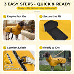 PU Dog Raincoat, Non-Toxic & Odorless Waterproof Vest, Adjustable High Neck and Hook & Loop Belly Closure for Rainy Potty Breaks & Wet Weather Outdoor Walks (Yellow, XX-Large)