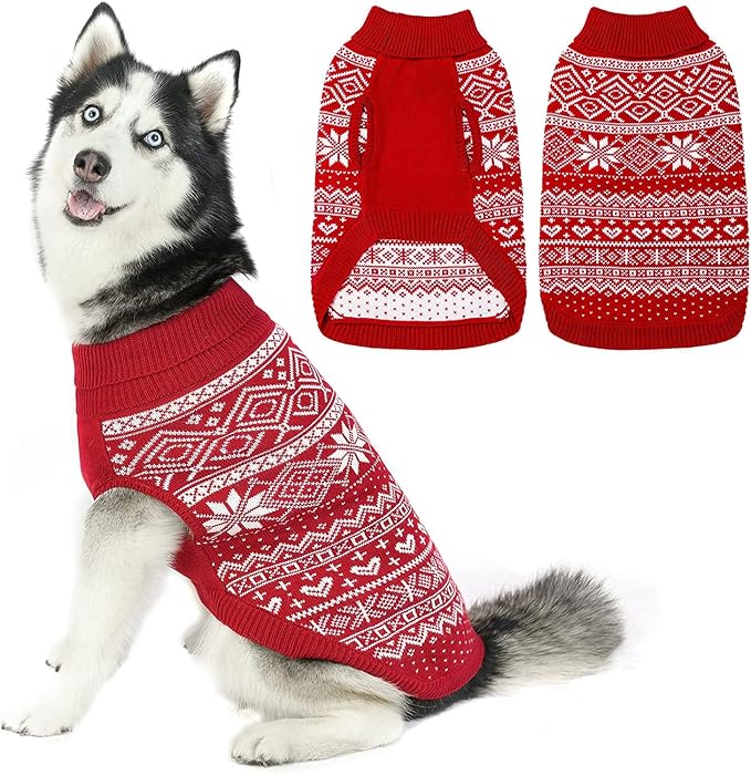 HOMIMP Dog Sweater Argyle - Warm Winter Clothes, Soft Coat for Small Medium and Large Dogs, Ugly Pet Clothing for Boy Girl Puppy