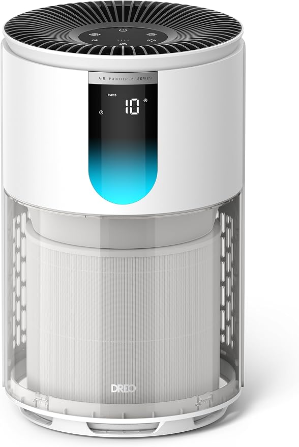 DREO Air Purifier for Home, Up to 1176 ft², HEPA Air Cleaner for Large Rooms & Bedrooms, Pets, Smoke, Dust, Pollen & Odors, PM2.5 Monitor, Auto, Turbo & Quiet Sleep Mode, 4 Speeds, DR-HAP009(Dreo 539)