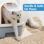UPSKY Waterproof Cat Litter Mat Large 35" x 24" Soft on Kitty Paws, Beige | Litter Box Mat, Cat Litter Mat Litter Trapping Mat, Waterproof Scatter Control, For Indoor Cats, Easy to Clean