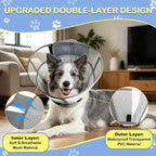 WinWeal Upgraded Soft Dog Cone Collar for Large Medium Dogs After Surgery – Adjustable Transparent Recovery Collar, Breathable Elizabethan E-Collar for Wound Healing & Anti-Licking (L, Grey)