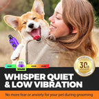 Whisper Quiet Dog Nail Grinder Safe & Stress-Free for Sensitive Dogs Cats | 4 LED Lights,3 Grinding Bits, 3-Speed, Pet Nail Trimmers, Rechargeable Painless Grooming Kit for All Breeds & Sizes