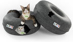 Peekaboo Cat Cave Duo Jumbo Set, Extra Spacious Cat Donut for Multiple & Large Kitty 15+ lbs, Scratch Detachable Cat Beds for Indoor Cats, Washable Cat Tunnel Bed, Best Kitten Toys
