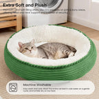 Love's cabin Round Donut Cat and Dog Cushion Bed, 20in Pet Bed for Cats or Small Dogs, Anti-Slip & Water-Resistant Bottom, Super Soft Durable Fabric Pet beds, Washable Luxury Bed Green Stripe