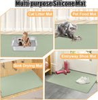 Silicone Cat Litter Mat 45" x 30" Cat Mat for Litter Box, Green | Extra Large Cat Litter Trapping Mat for Floor, Waterproof, Non-Slip Kitty Litter Box Mat with Raised Edge, Easy to Clean