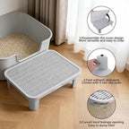 Cat Step Ramp Adjustable Litter Box Step with Filter Function, Black | Elevated Double Layer Litter Box Ramp for Kitten & Old Cats, Easy Cleaning Litter Box Step Stool for Automatic Cat Litter Box