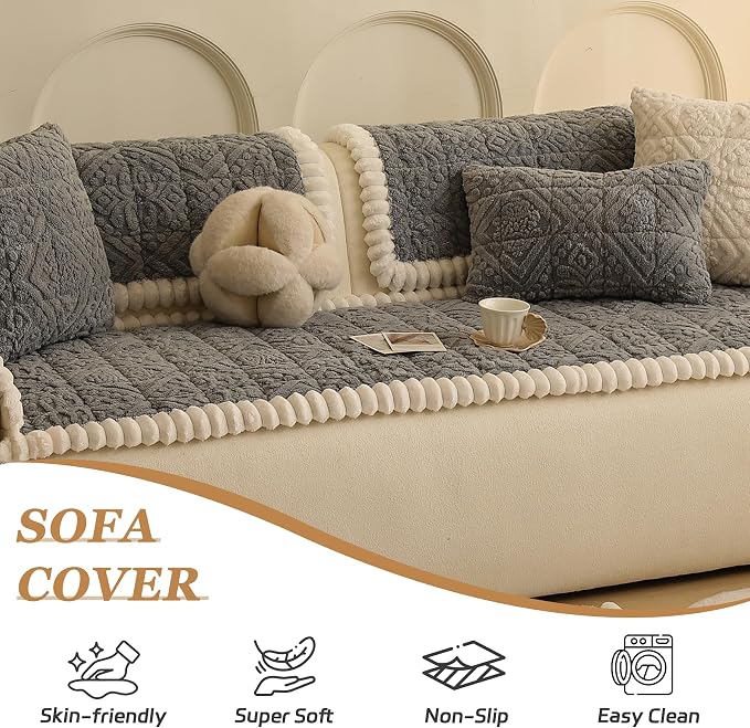 Couch Covers Washable Couch Cover for Dogs Fuzzy Sofa Covers for Pet, Non-Slip Sofas Slipcover Cushion Protector Pets Mat Dog Bed Mats(Only 1PC)